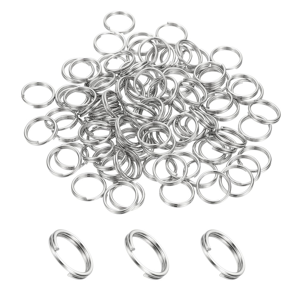 Round Split Ring, 100 Pcs 12 mm Small Split Ring with Double Loops, Silver