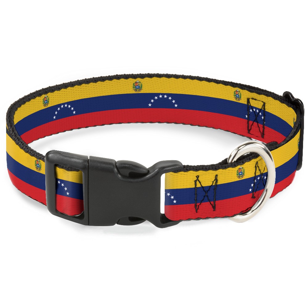 Plastic Clip Collar Venezuela Flag Continious Repeat WIDE-Large 20-31"