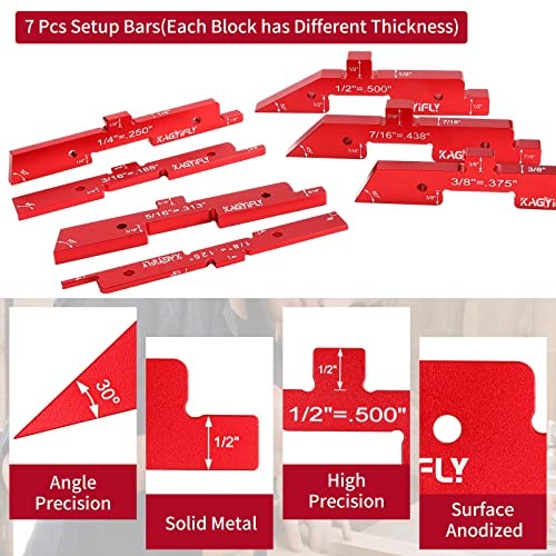 Router Table Setup Bars, 7pcs Aluminum Precision Setup Blocks Height 7 Pcs