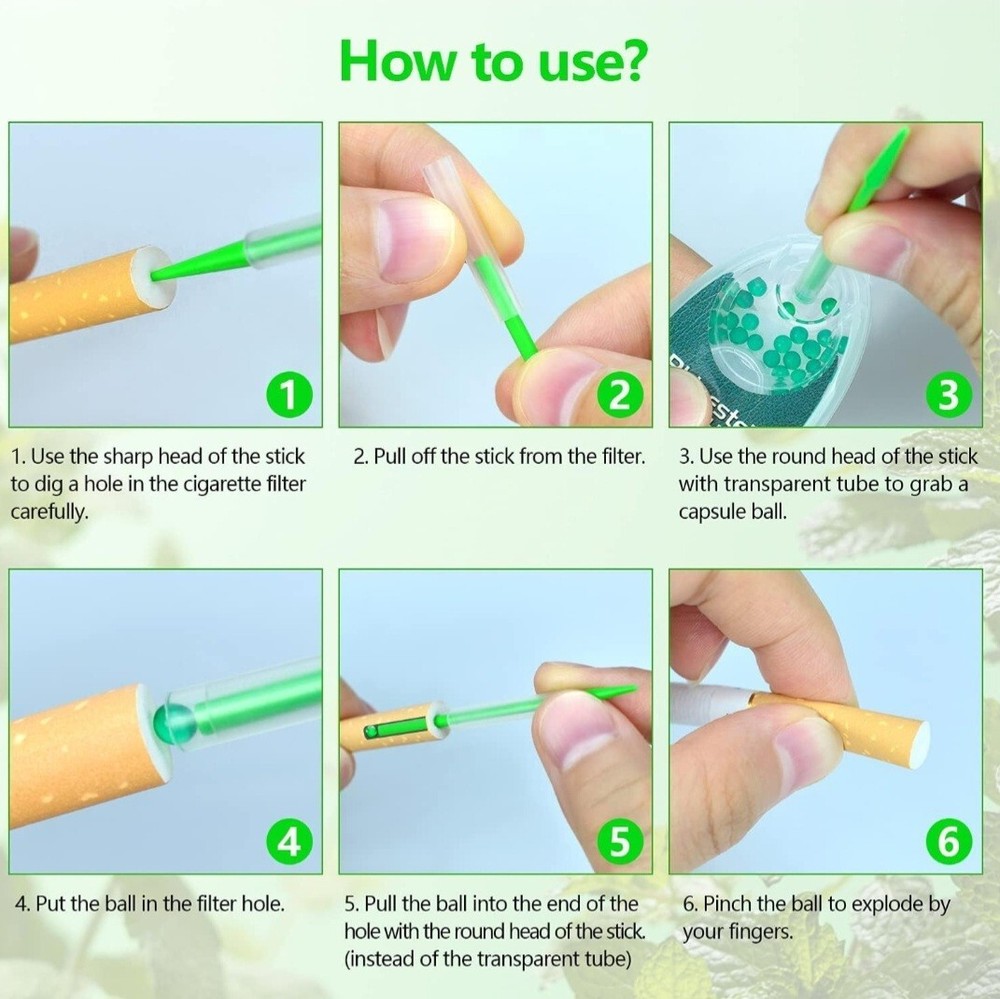 Cigarette Crush Beads Green Mint Capsule (7 PACKS)