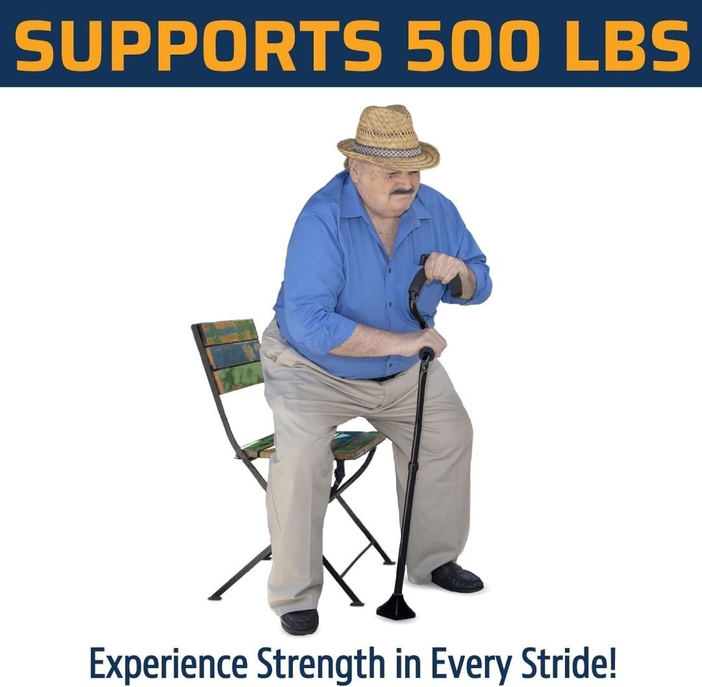 StrongArm Comfort Walking Cane + Self Standing Base + Adjustable + Lightweight