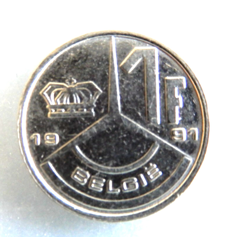1991 Belgium 1 Franc Coin VF