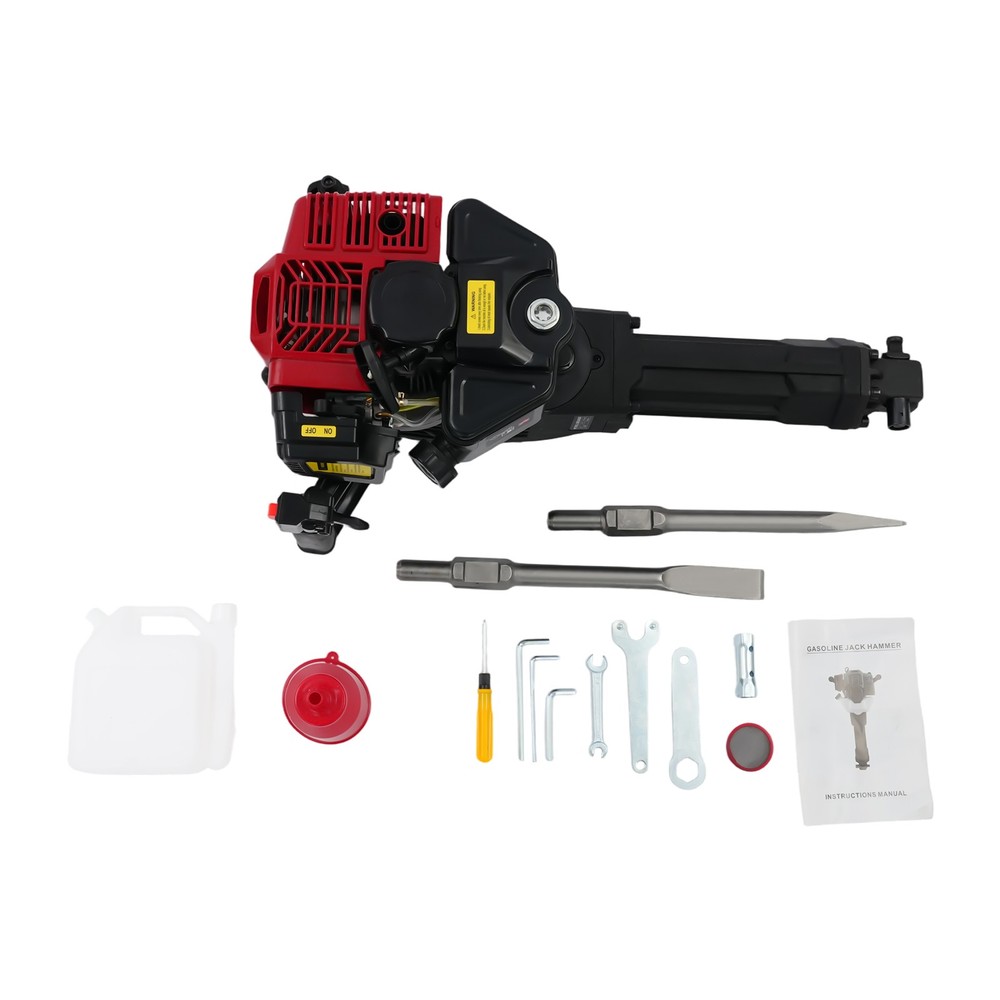 52cc Gasoline Powered Demolition Jack Hammer Concrete Breaker with 2 Chisel Bits