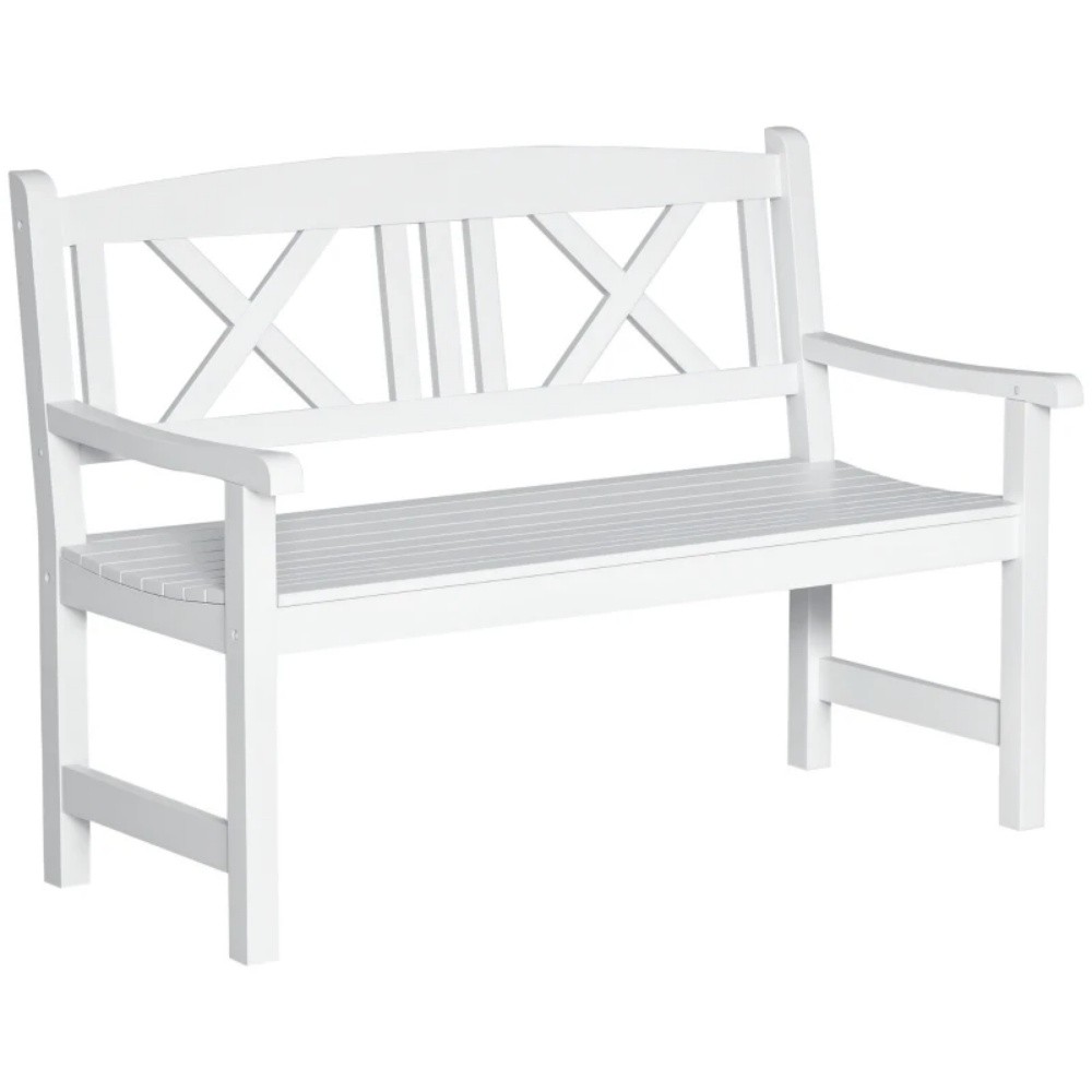Rustic Style Garden Bench Solid Bench White