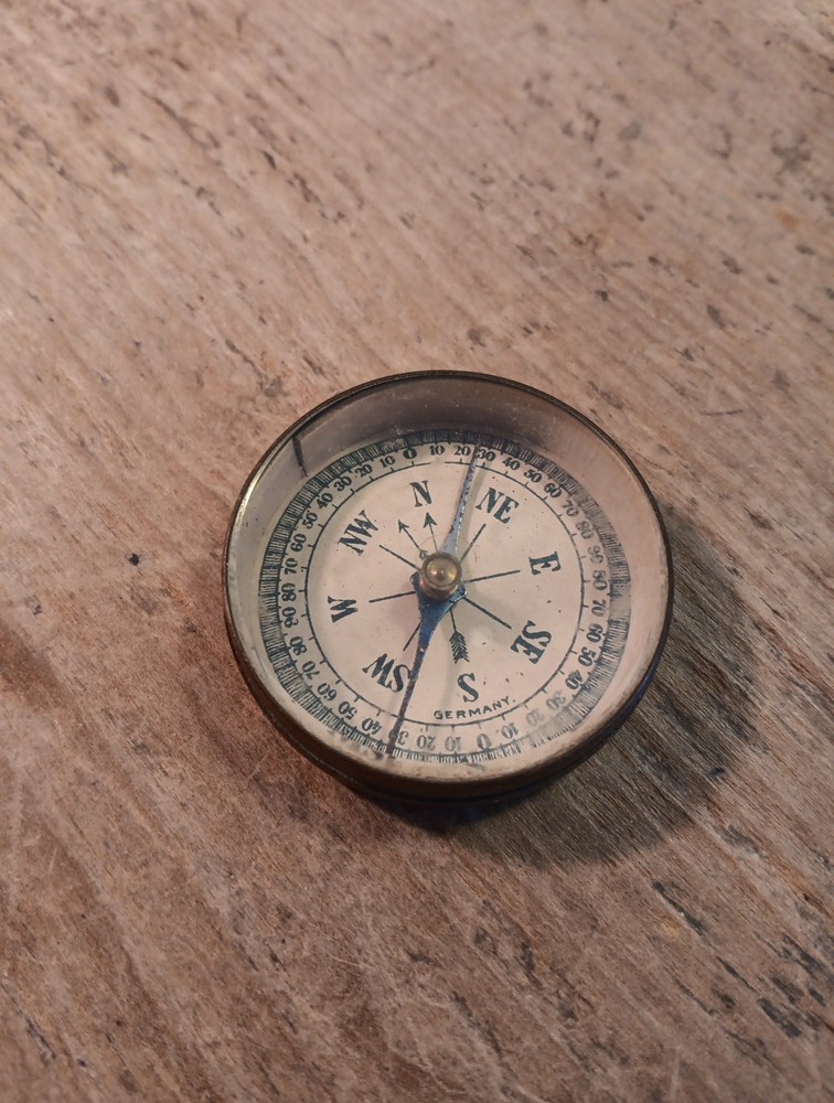 Antique German Pocket Compass Brass Casing