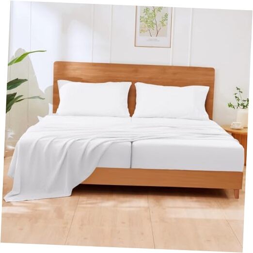 5 Pcs Sheets Set for Adjustable Bed with Elastic Corner Split King 01- White
