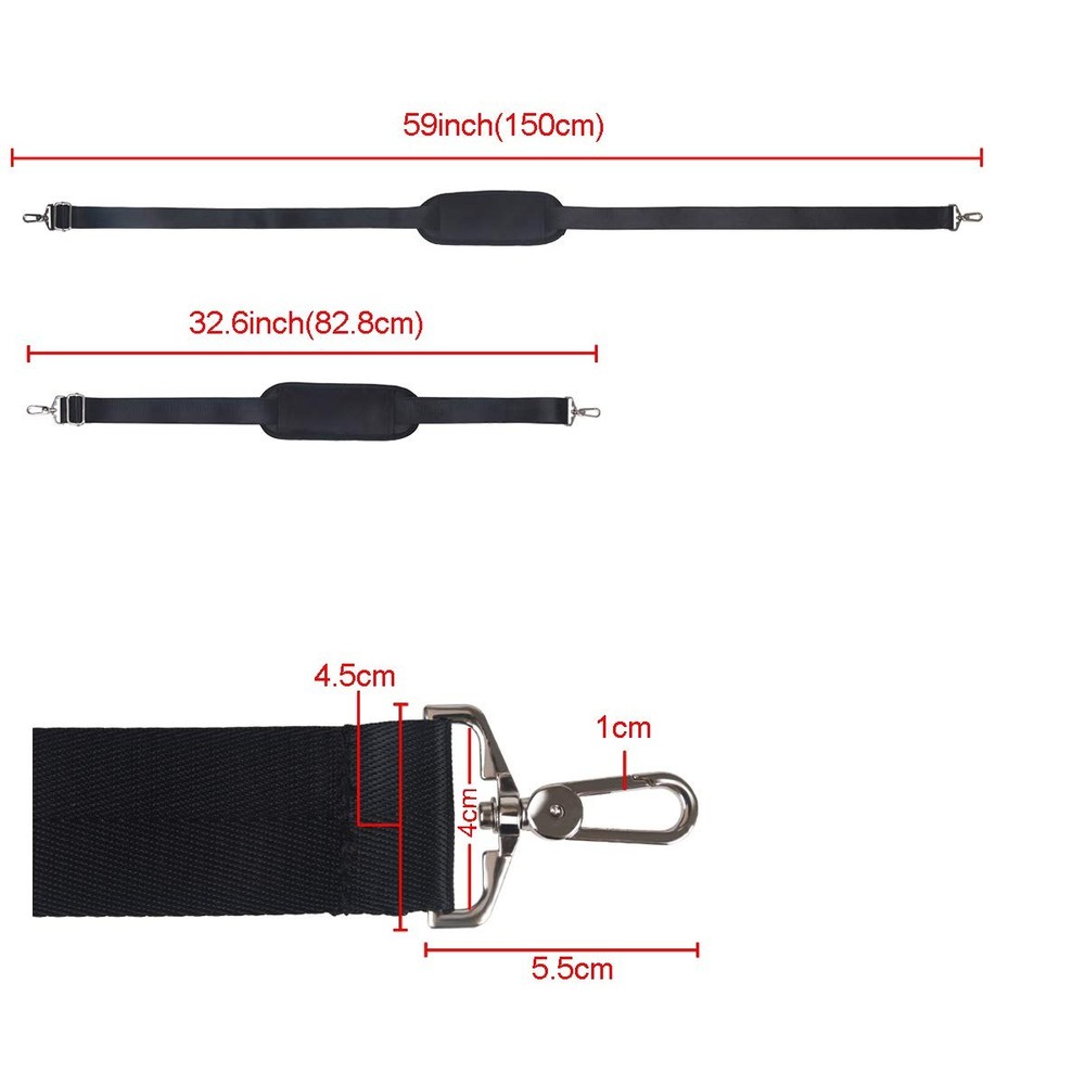 BOMKEE 59" Briefcase Shoulder Strap Universal Replacement 59 Inch, Black