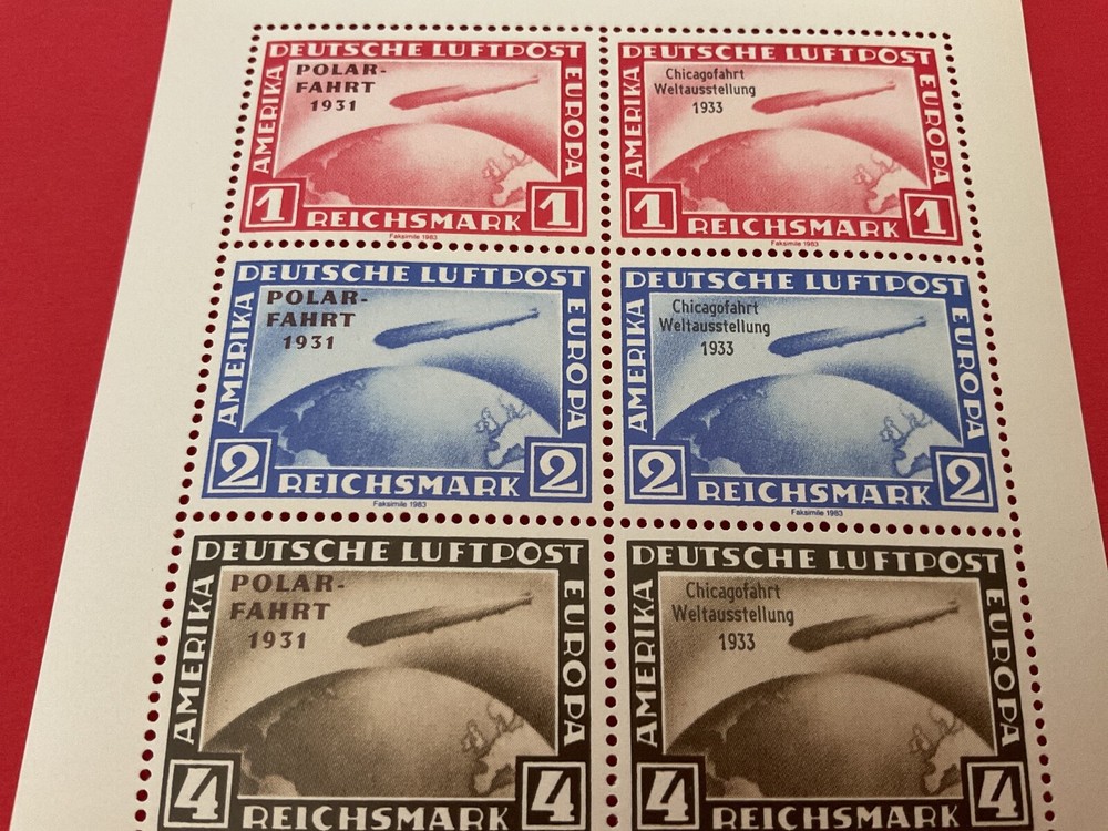 German Zeppelin 1931 Polar Flight mint never hinged Facsimile stamp sheet A24263