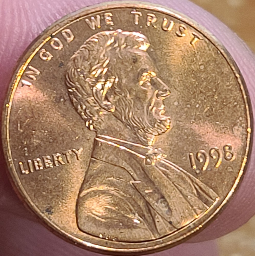 1998 Lincoln Head Memorial Penny Reverse Grease Error Proof Like No Mint C-11