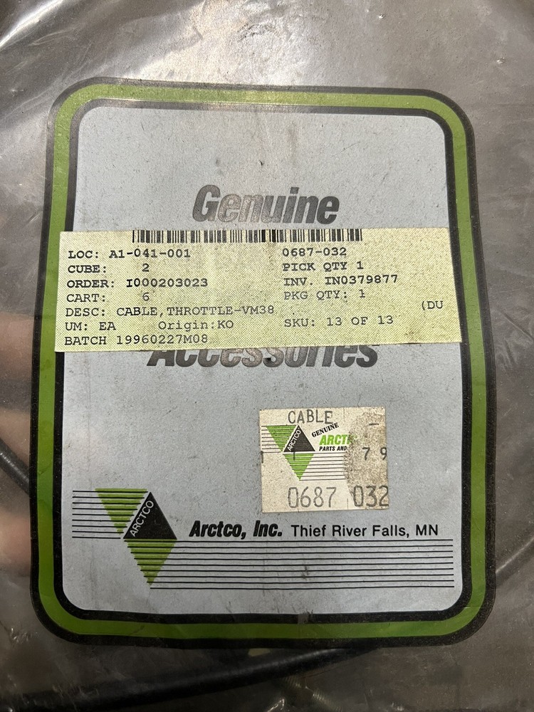 0687-032 Arctic Cat Throttle Cable NEW OEM