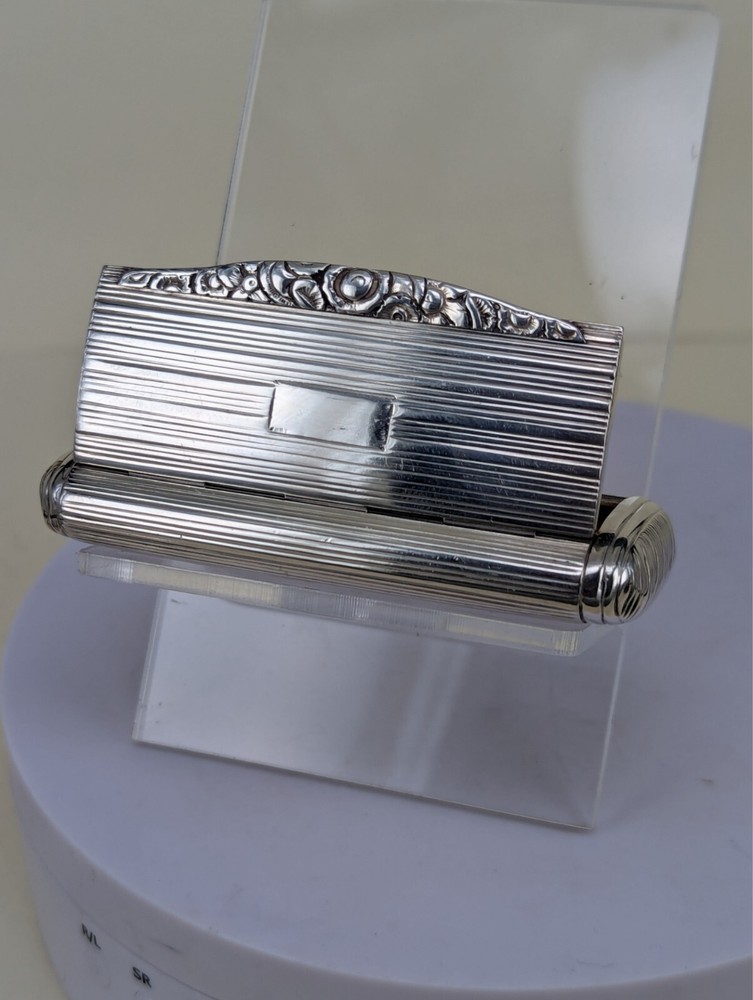 1820 Georgian solid silver long box gilt interior pill box or snuff box
