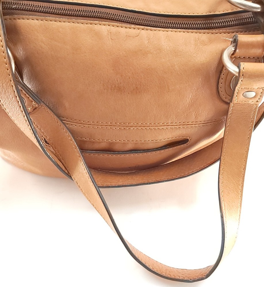 Fossil Shoulder Handbag Tan Leather Distressed Floppy