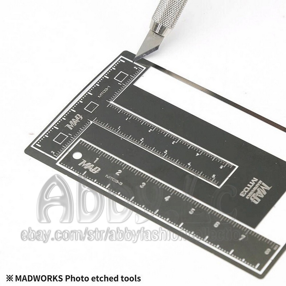 MADWORKS Etched Model Tool Scriber Chisel Cut Etch Guide Stencils T L Ruler MT03