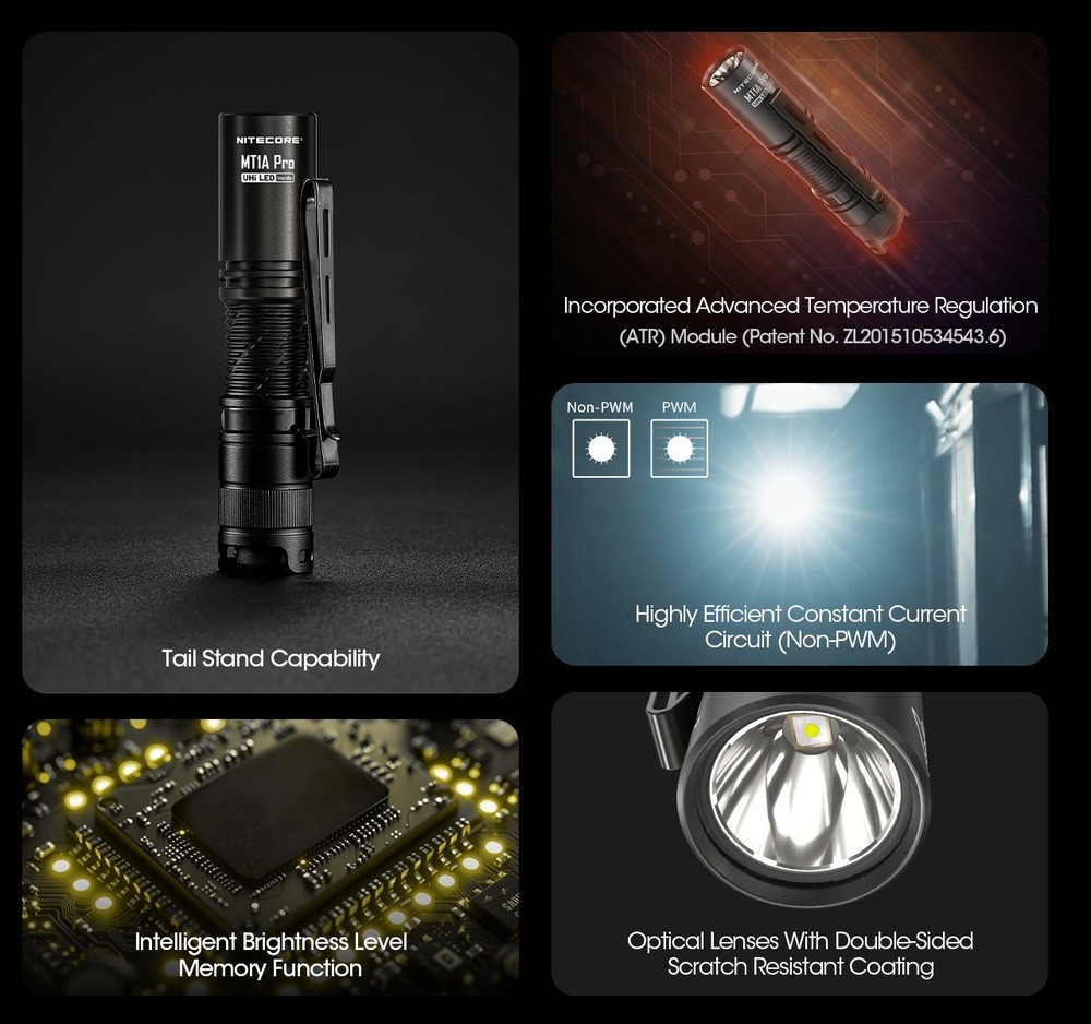 Nitecore MT1A Pro 800 Lumen High Output Compact Rechargeable EDC SMO Flashlight