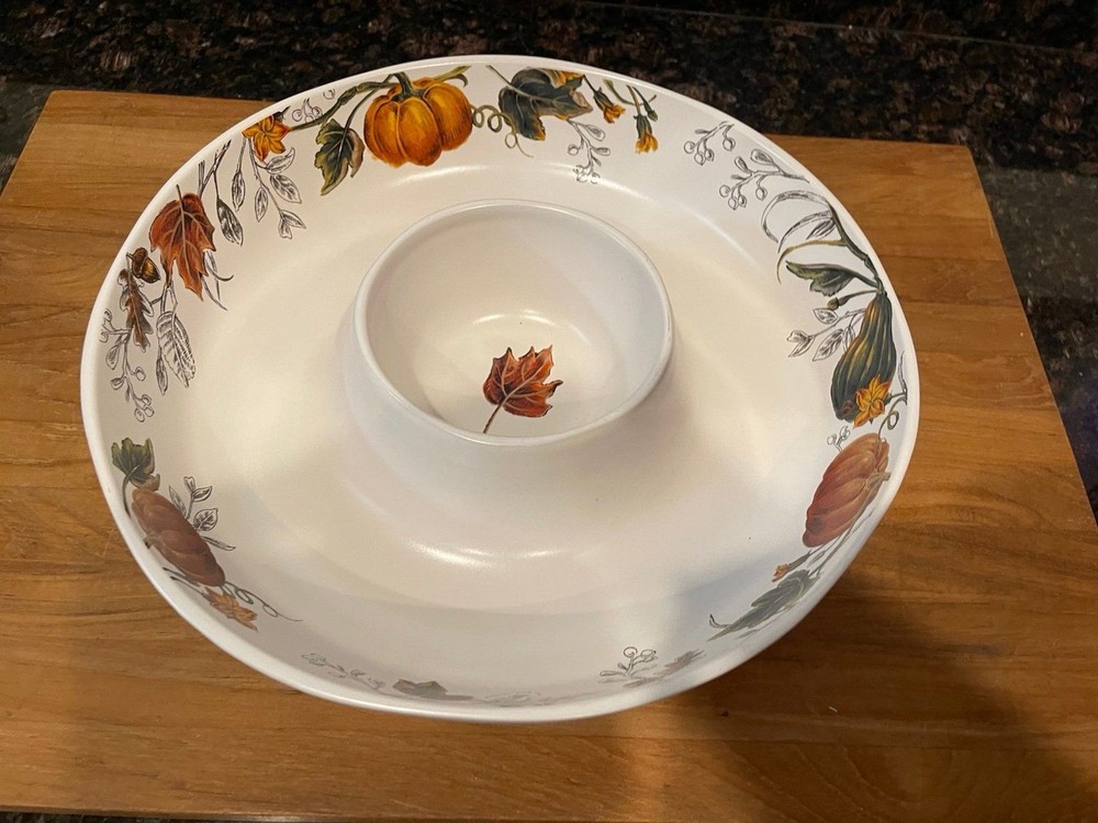 BEE & WILLOW fall CERAMIC CHIP & DIP SERVING PLATTER
