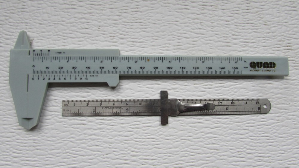 6" PLASTIC CALIPER AND POCKET RULE COMBO