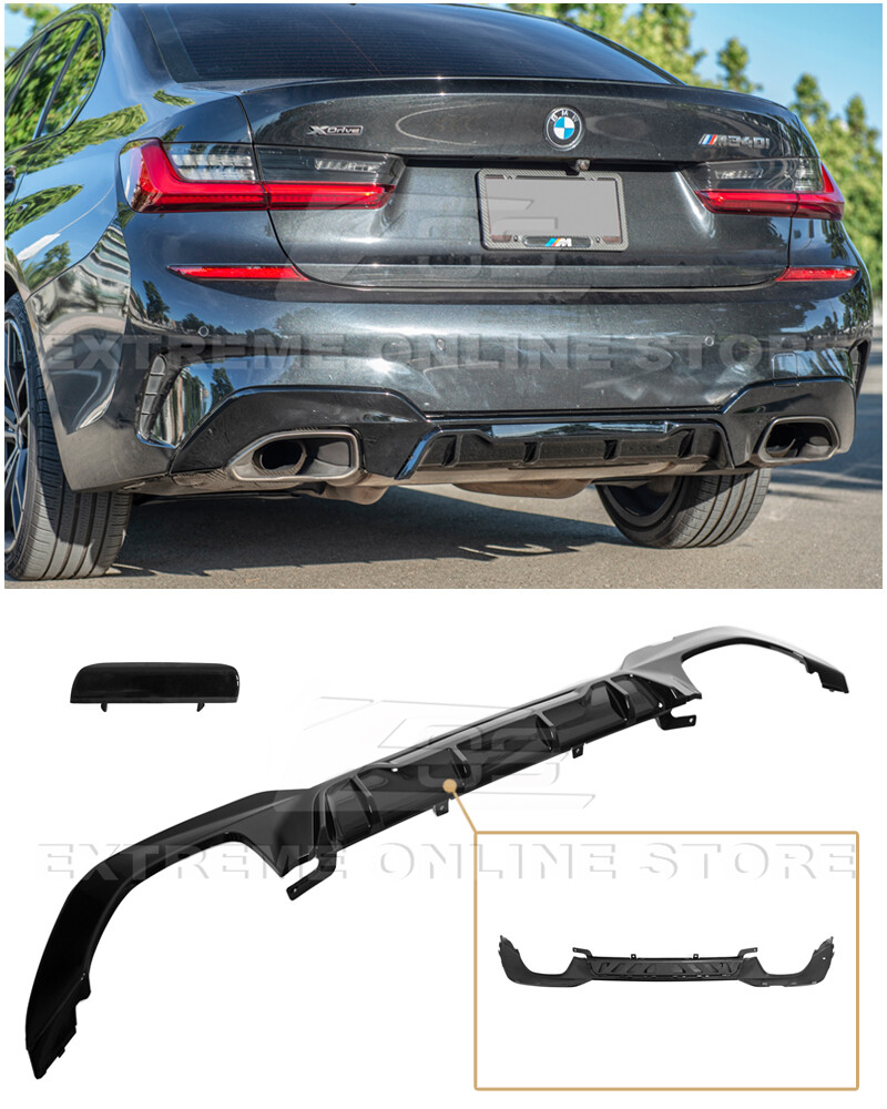 For 19-Up BMW G20 M340i | M-Performance GLOSSY BLACK Rear Bumper Lower Diffuser