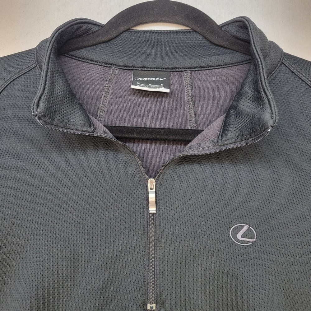 Nike Golf Quarter Zip Pullover Mens Medium Black Athletic Waffle Knit
