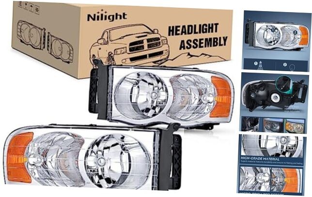 2002 2003 2004 2005 Ram 1500 2500 3500 Chrome Housing + Amber Reflector