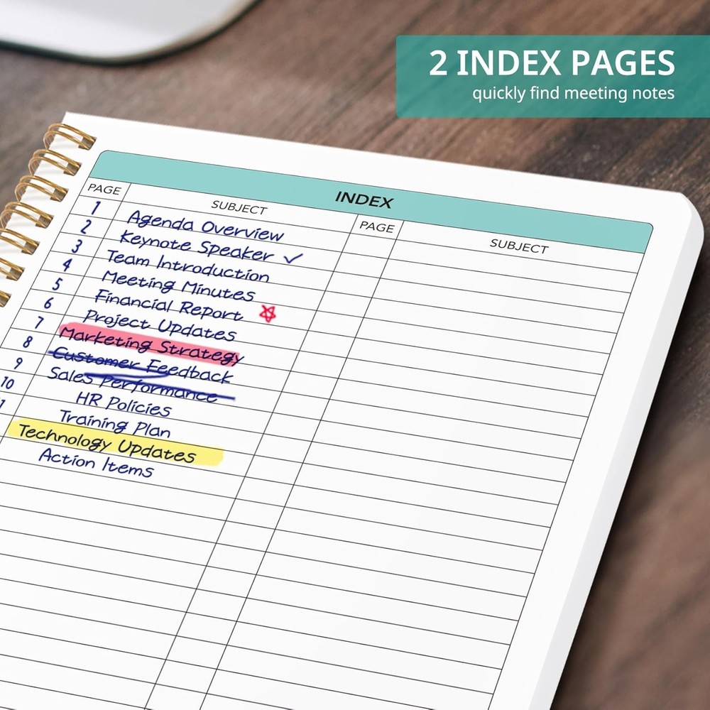 Meeting Notebook for Work Organization - Work notebook with action items, Mee...