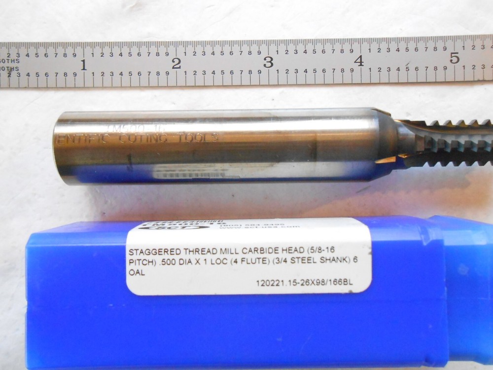 NEW SCT USA 5/8-16 TPI, INTERNAL & EXTERNAL 4 FL. SOLID CARBIDE HEAD THREAD MILL