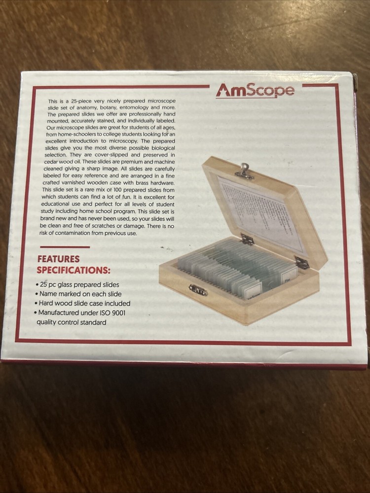 NEW 25 Prepared AmScope Biology Microscope Slides Etymology Hematology