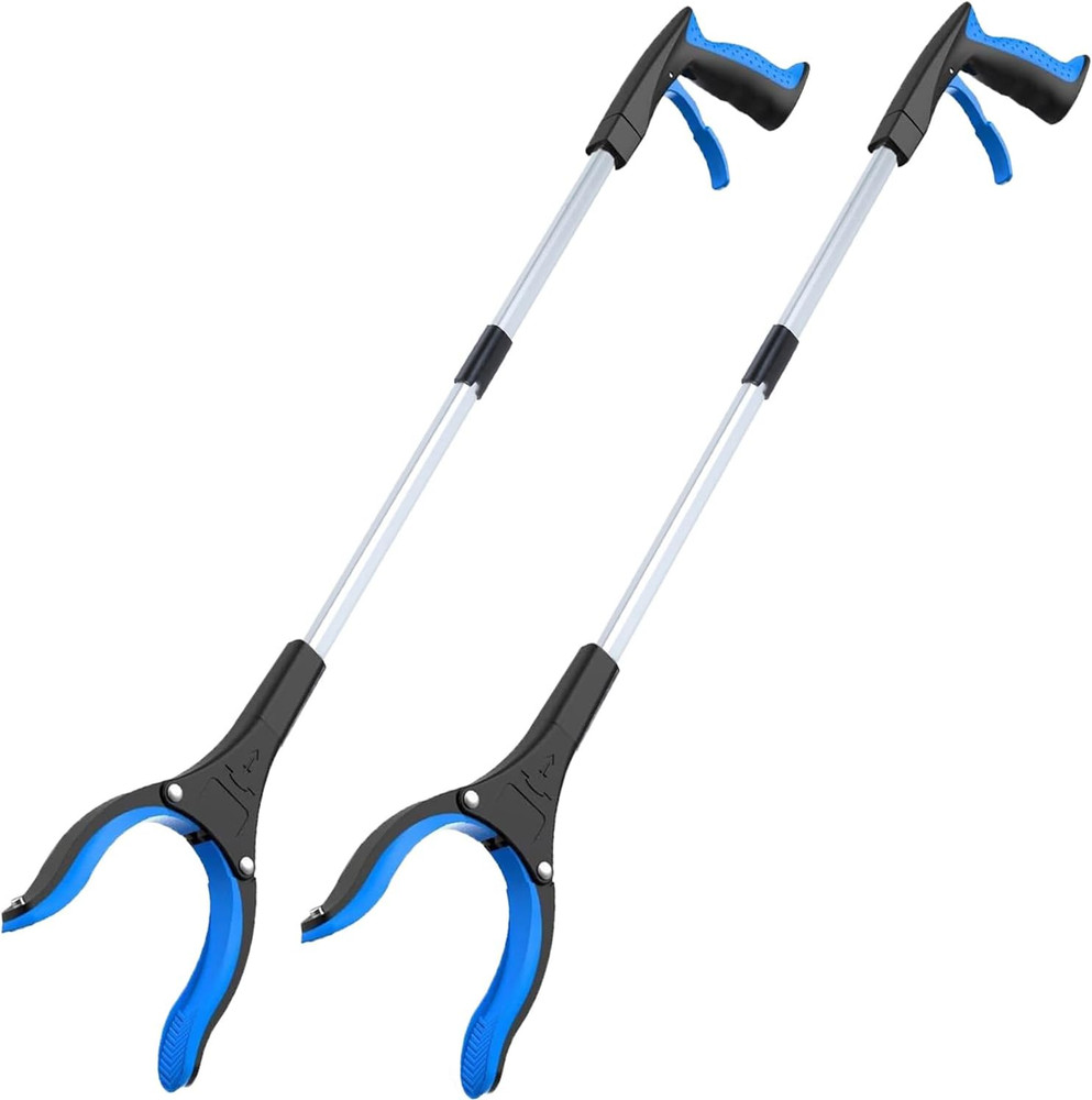 32" Grabber Reacher Tool (2-Pack), Foldable Trash Picker Upper with 360° Rotatin