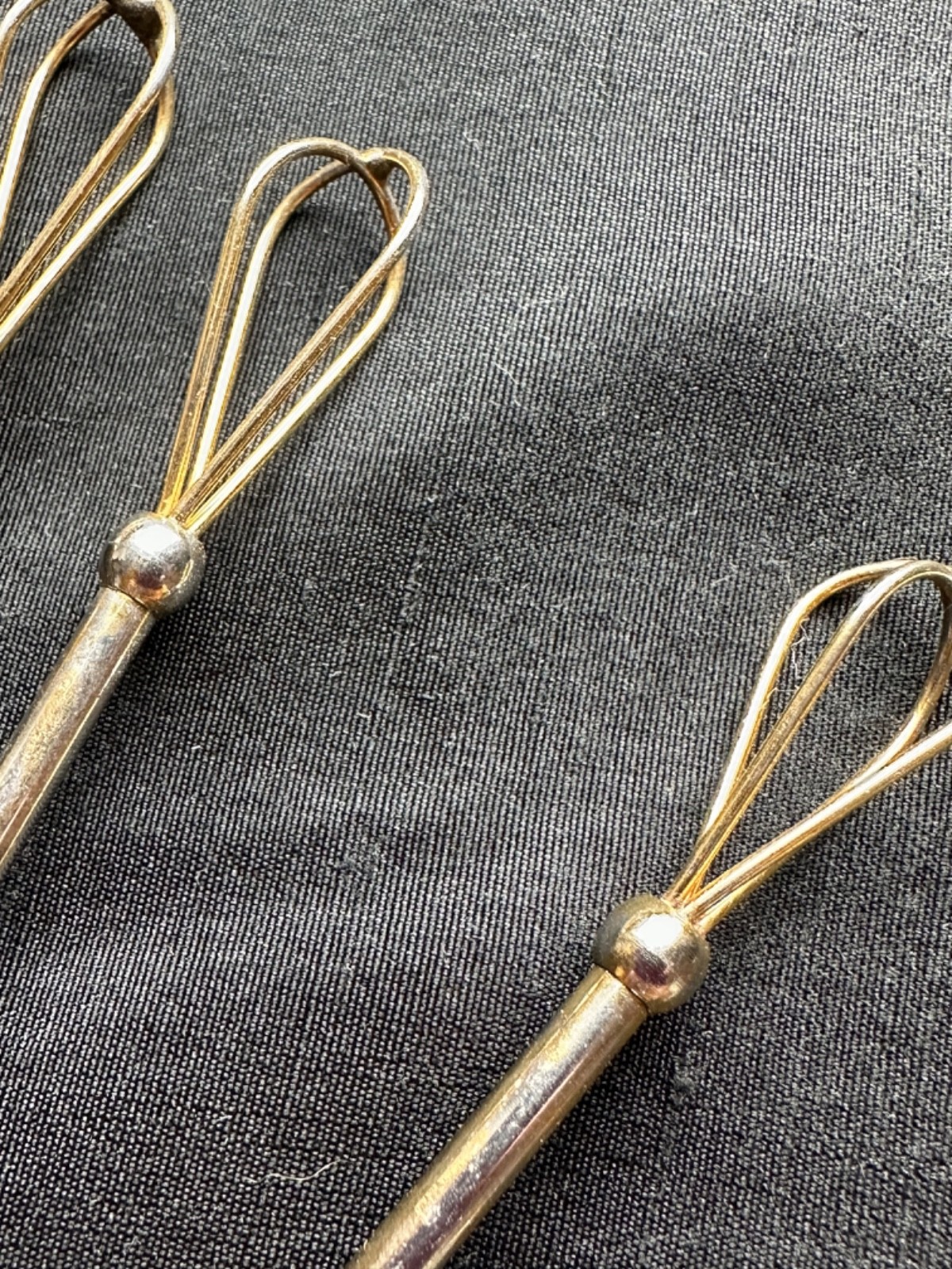 Vintage Miniature Metal Champagne Whisks, Plated Japan (Set of 5)