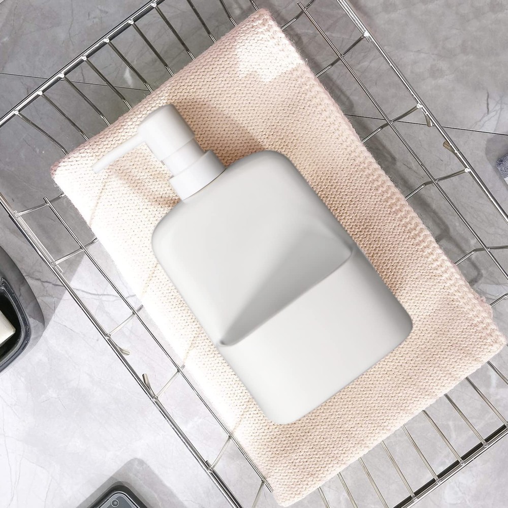 Dish Soap Dispenser - Kitchen Soap Dispenser with Sponge Holder Matte Ceramic...
