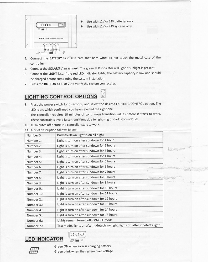 30 AMP 12/24V Solar charge controller solar panels+ unique lighting feature