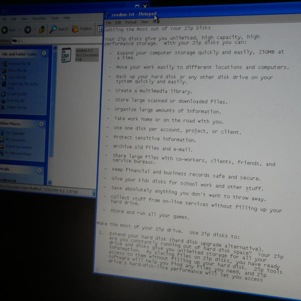 Iomega 250MB Parallel Port External Zip Drive, Power Supply, Cable, CD & 1 Disk