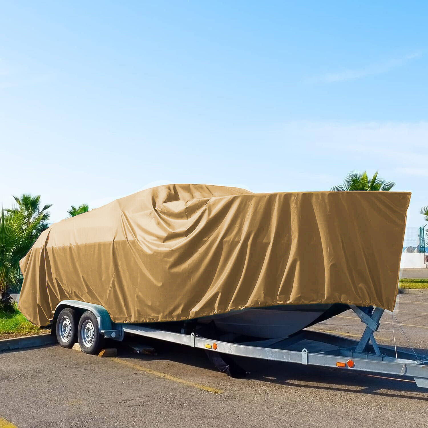 Extra Heavy Duty (Beige/Tan) Tarp 12 Mil Thickness Poly 3Ply 6oz Reinforced Tarp