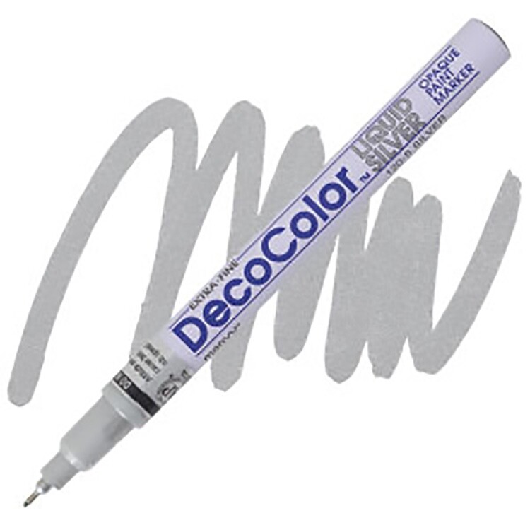 DecoColor, Paint Marker, Silver Ink, Opaque Marker, Permanent, Extra Fine Point