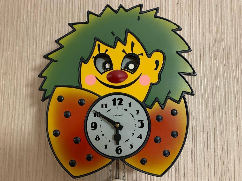 New Vintage Clock Soviet Mechanical Clock Working Soviet CLOWN Wall Clock