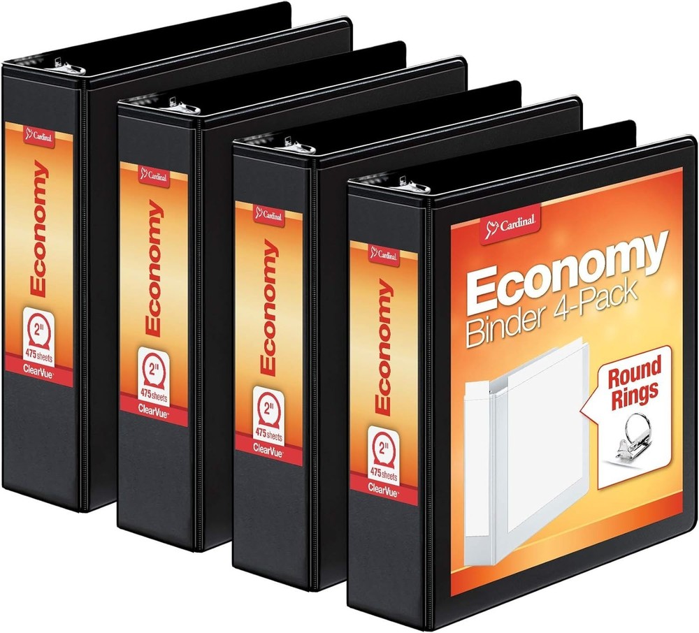 4-Pack 2-Inch Round Ring Binders, Holds 475 Sheets, Professional Look