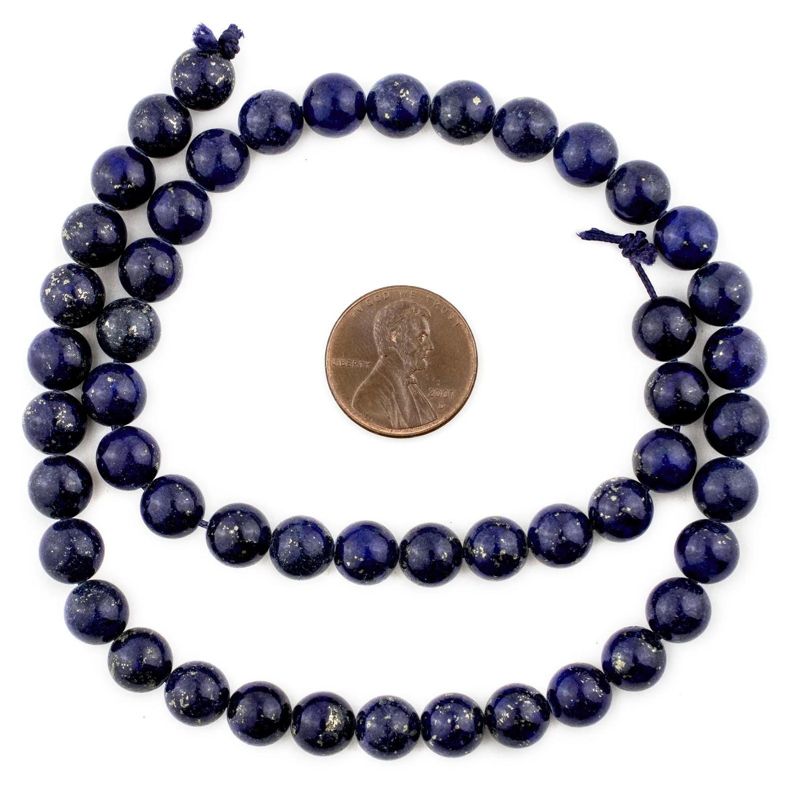 Vintage Round Dark Lapis Lazuli Beads 8mm Blue Gemstone 16 Inch Strand
