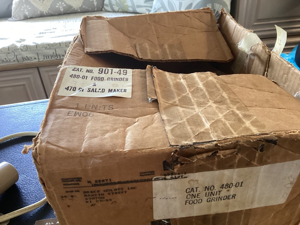 Oster Food Grinder Model 480 E, with attachments, and original paperwork