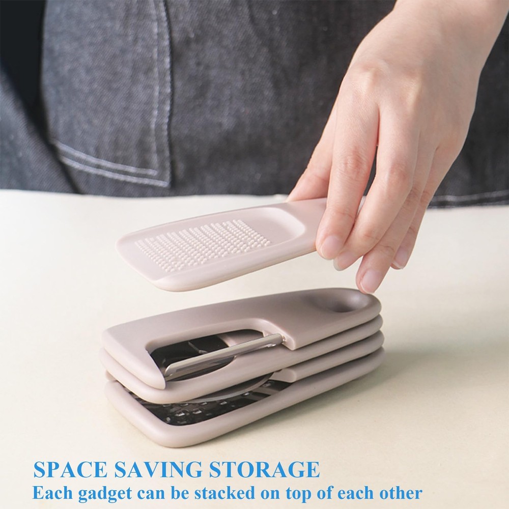 Kitchen Gadgets Set 5 Pieces, Space Saving Cooking Tools Khaki