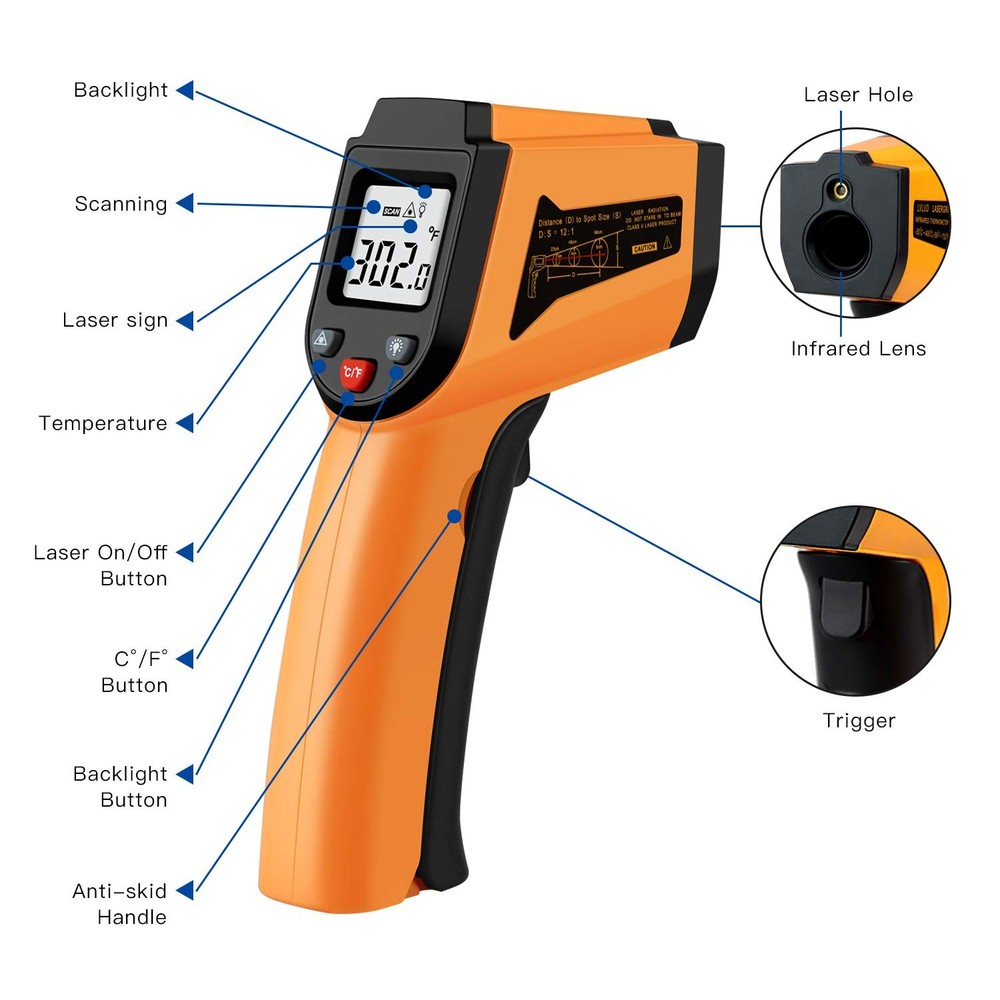 Infrared Temperature Gun Non-Contact Orange