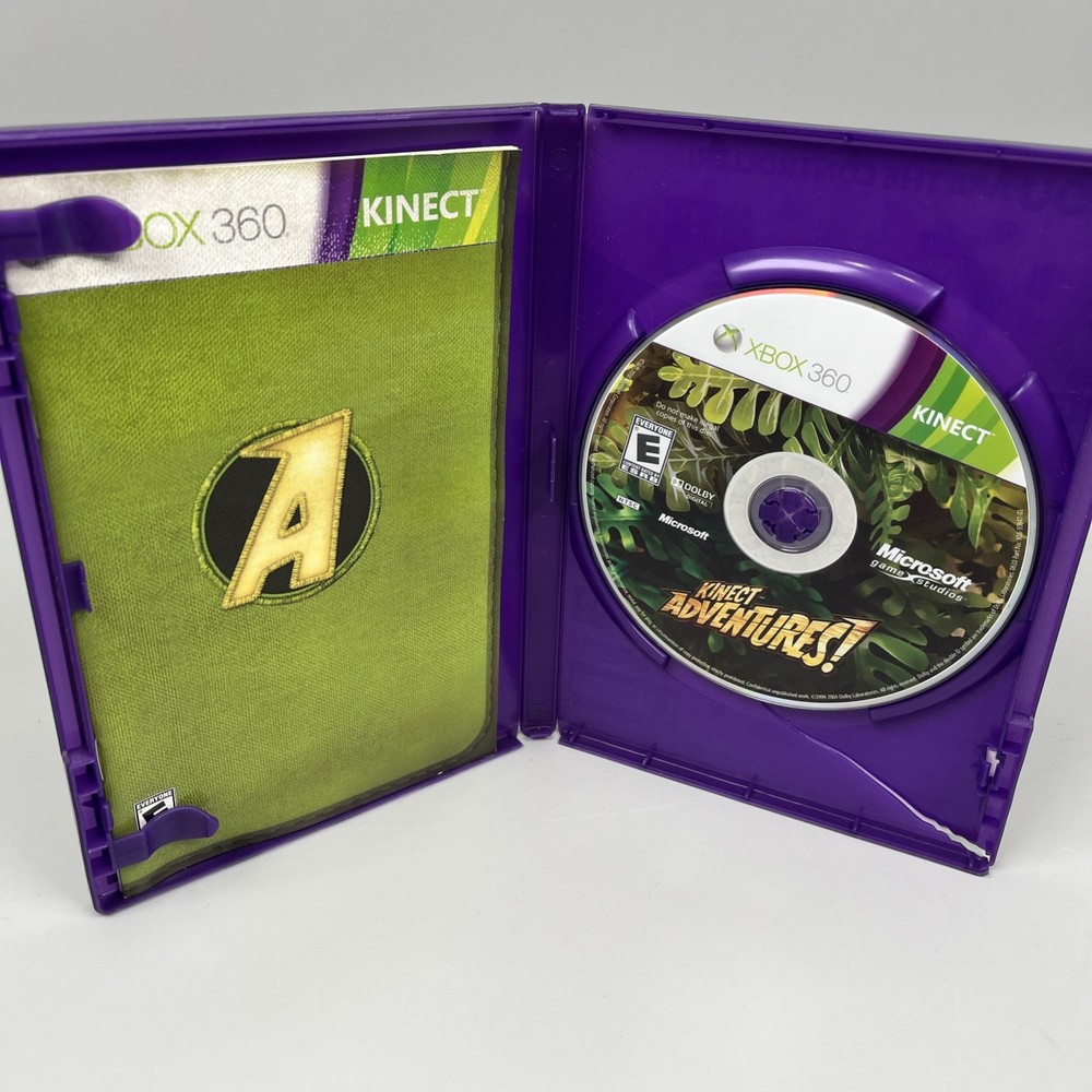 Xbox 360 Kinect Sensor 3 Game Bundle Adventures Wipeout & Just Dance 3 TESTED