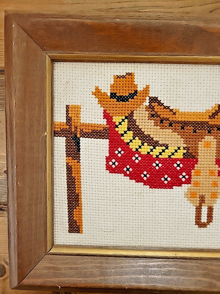 Small Vintage Needlepoint Western/Saddle Theme - Framed 1992