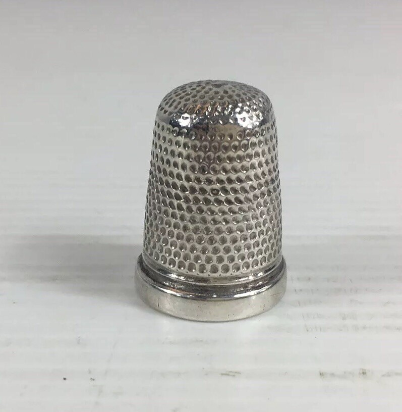 Antique Solid Silver Thimble Marked J.F 2.5cm In Height 4.9g