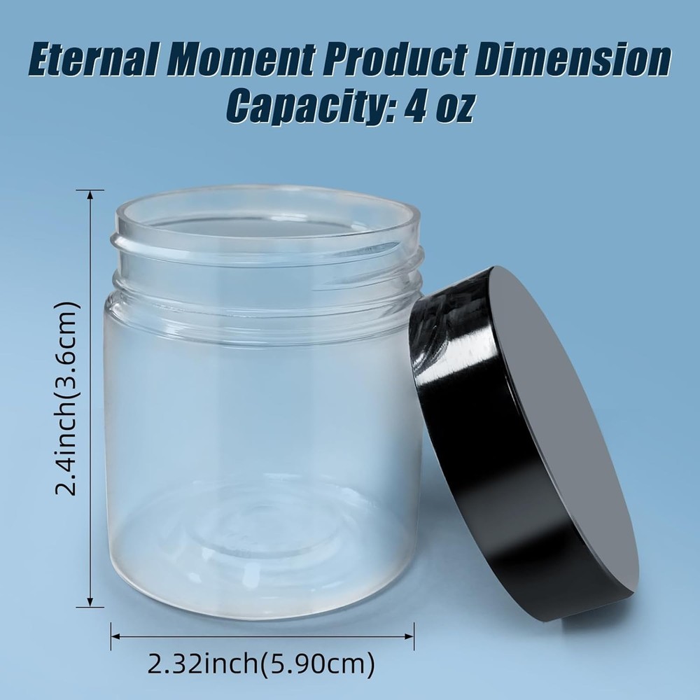 50 Pack 4 oz Clear Plastic Jars with Lids - Small/Mini Containers for Slime, ...