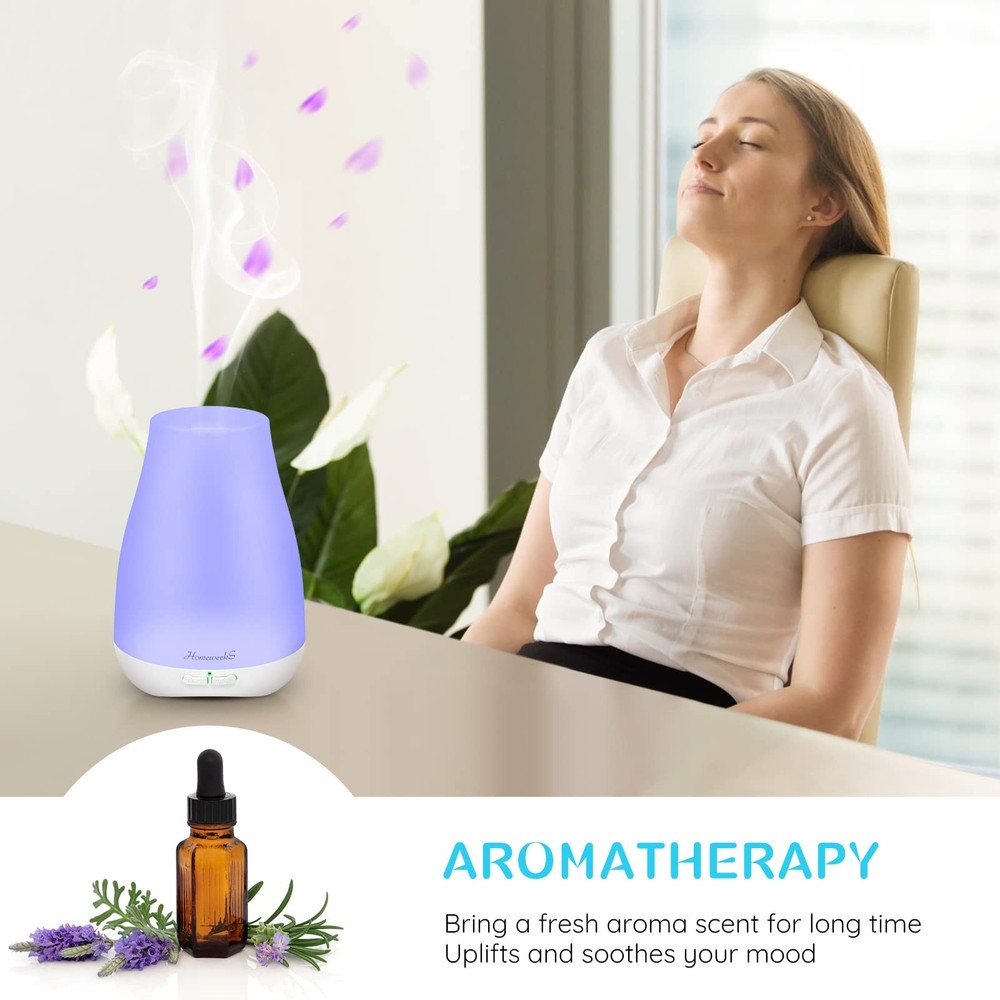 Homeweeks Diffusers, 100ml Colorful Essential Oil 100 Ml 1 Pack, Basic White