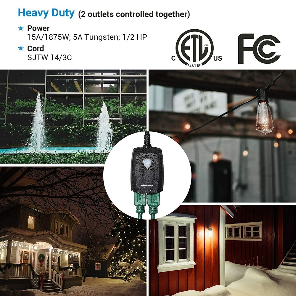 DEWENWILS Outdoor Wireless Remote Control Outlet Switch Power Strip Weatherproof