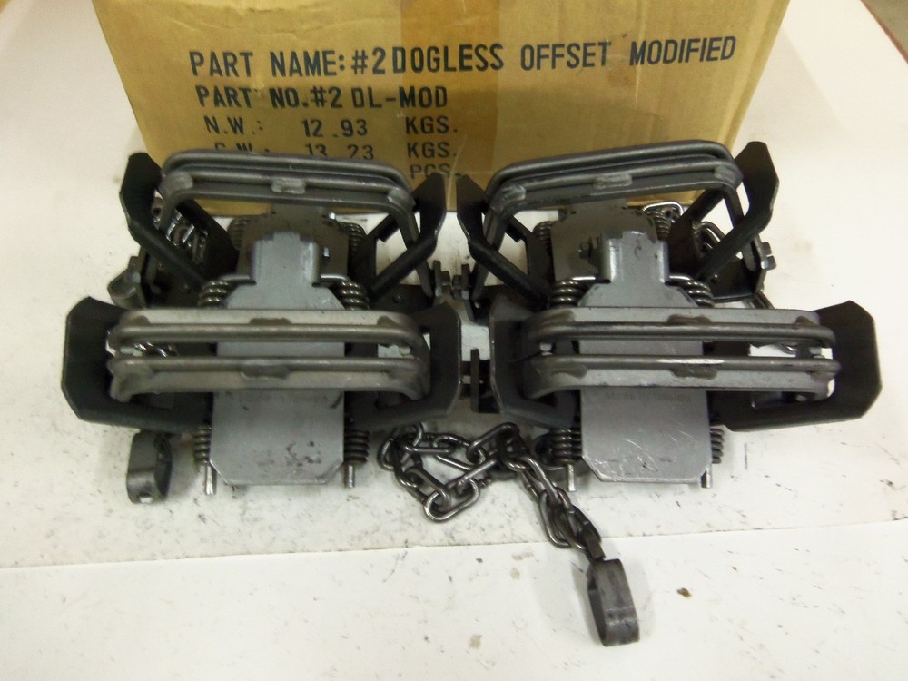 4 Bridger # 2 Dogless Offset 4-COIL MODIFIED Spring Foothold Traps Trapping