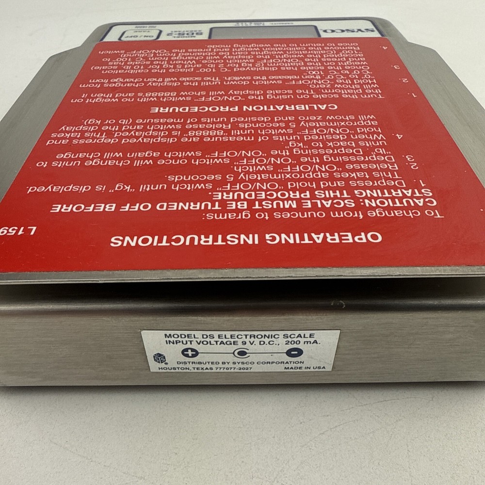 SYSCO Stainless Scale SDS-2 Model 5637491 3 lb Scale WORKING