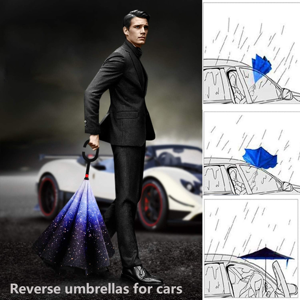 49/56 Inch Inverted Reverse Upside down Umbrella, Extra Large Double Canopy Vent