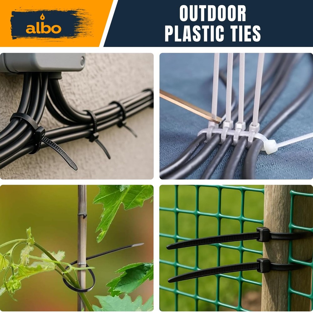 ALBO Black Zip Ties Assorted Sizes 800 800 Pack,