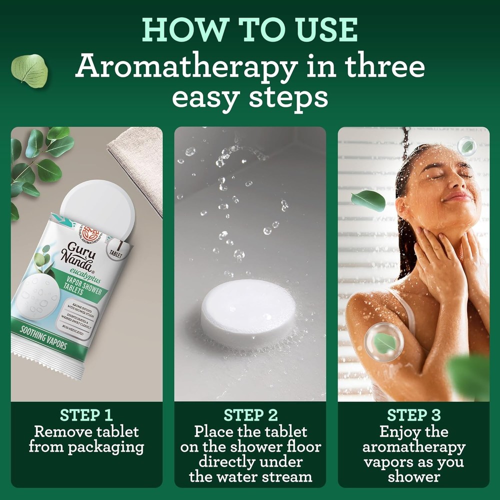 GuruNanda Eucalyptus Vapor Shower Tablets, Clean-Dissolving Aromatherapy Shower